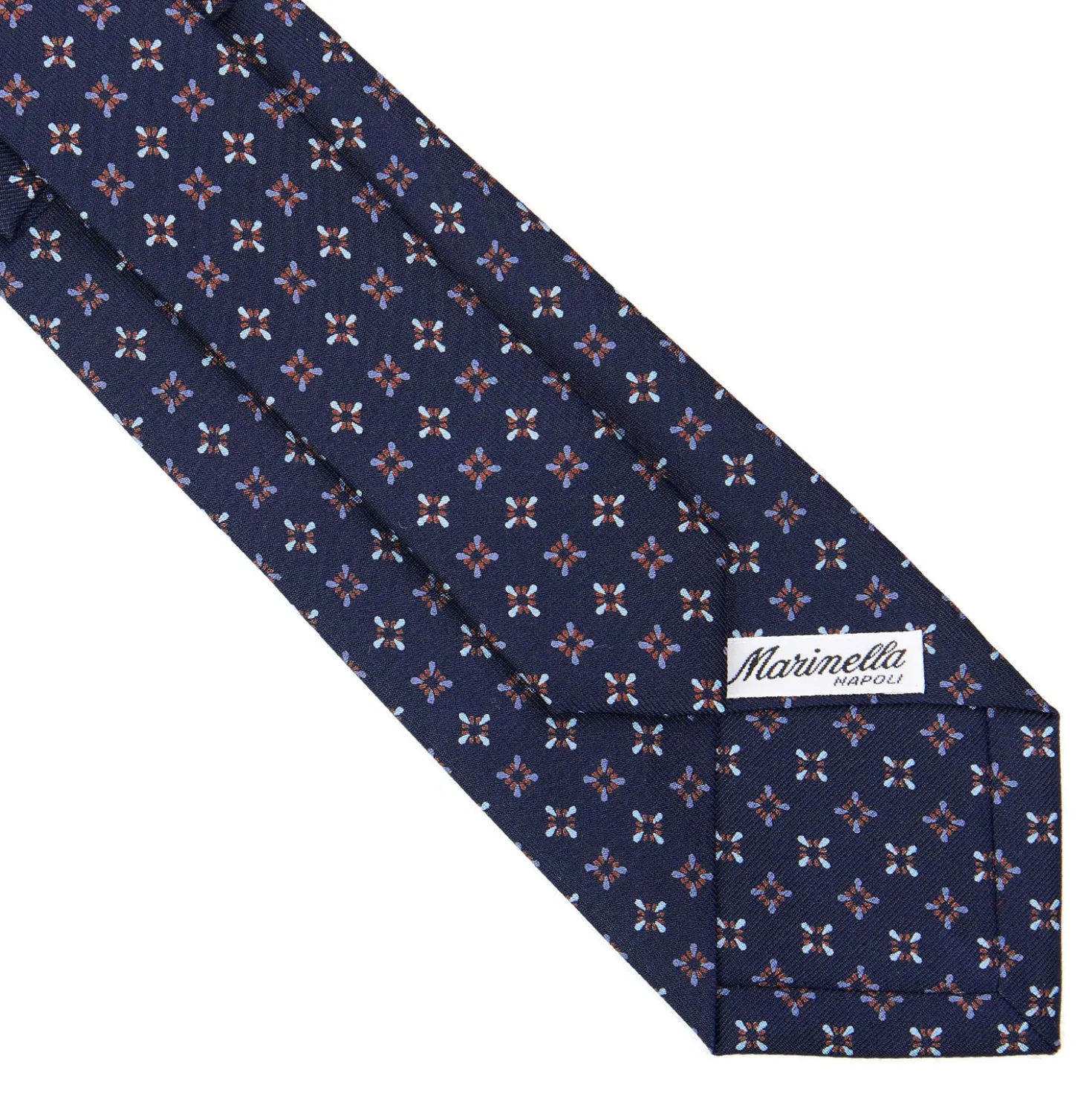 CRAVATTA SARTORIALE CLASSICA IN SETA BLU SCURO Microfantasia fiore