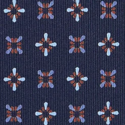 CRAVATTA SARTORIALE CLASSICA IN SETA BLU SCURO Microfantasia fiore