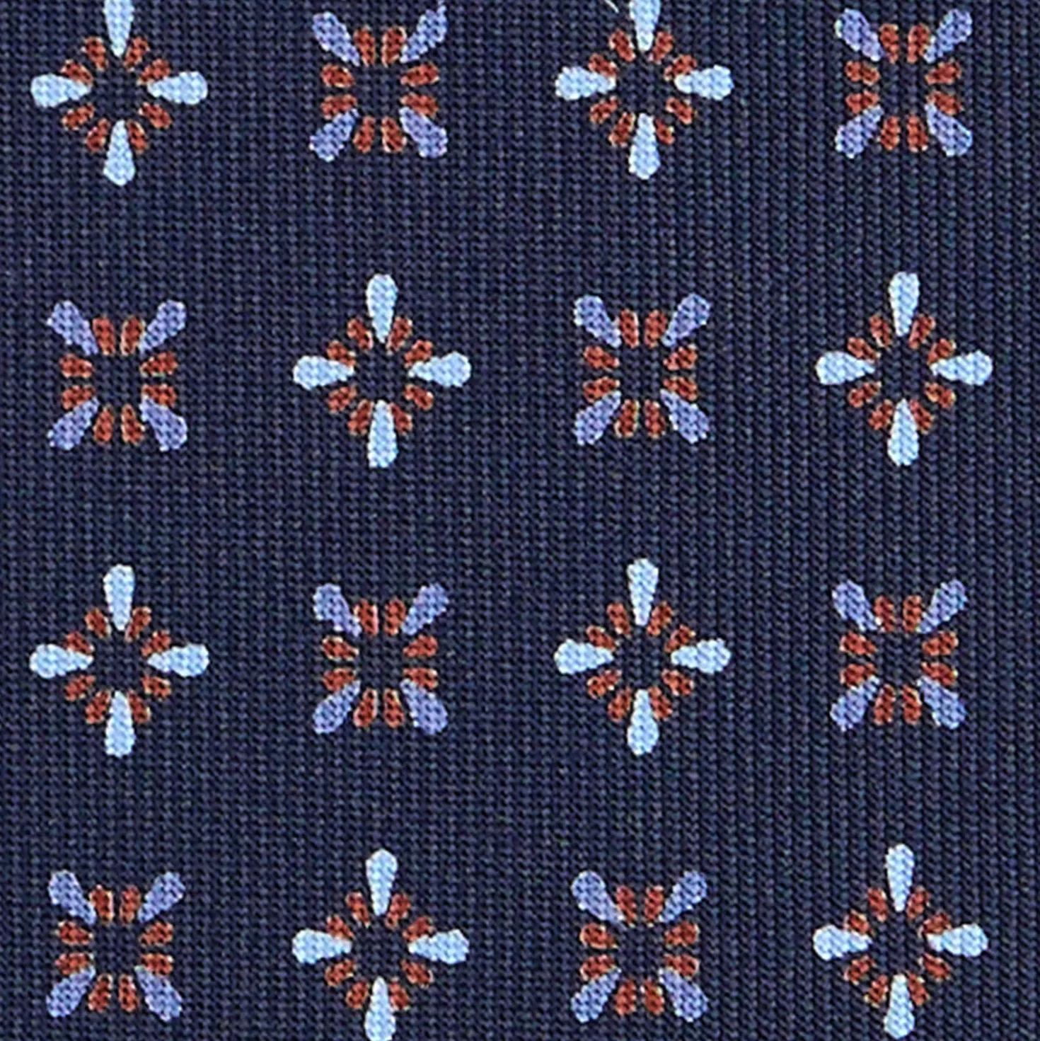 CRAVATTA SARTORIALE CLASSICA IN SETA BLU SCURO Microfantasia fiore