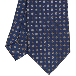 CRAVATTA SARTORIALE CLASSICA IN SETA BLU Microfantasia fiore