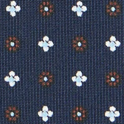CRAVATTA SARTORIALE CLASSICA IN SETA BLU SCURO Microfantasia fiore