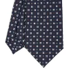 CRAVATTA SARTORIALE CLASSICA IN SETA BLU SCURO Microfantasia fiore