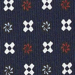 CRAVATTA SARTORIALE CLASSICA IN SETA BLU SCURO Microfantasia fiore
