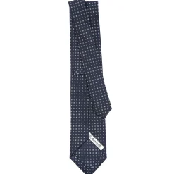 CRAVATTA SARTORIALE CLASSICA IN SETA BLU SCURO Microfantasia fiore