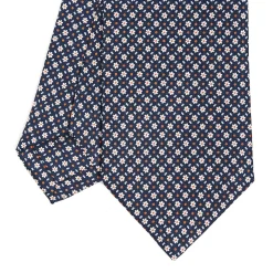 CRAVATTA SARTORIALE CLASSICA IN SETA BLU SCURO Microfantasia