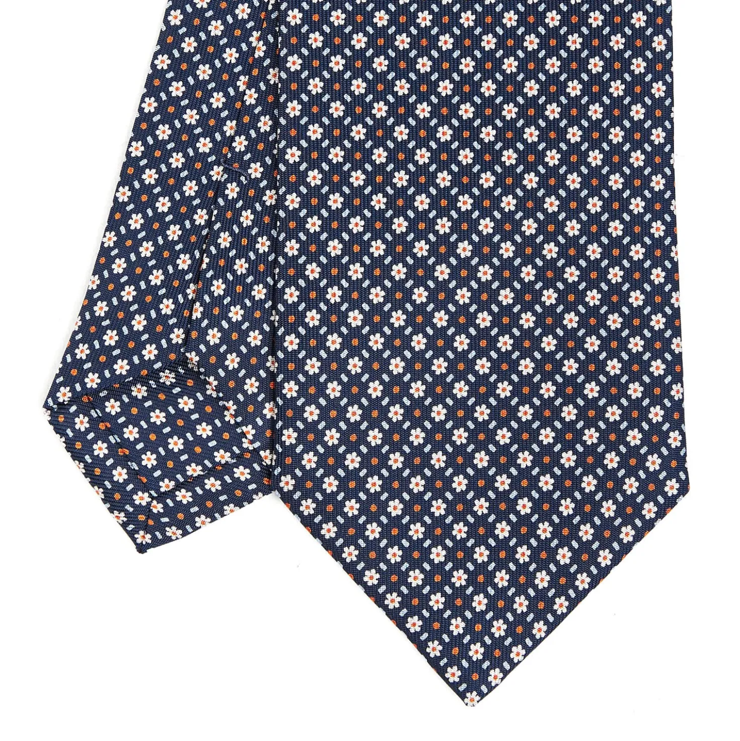 CRAVATTA SARTORIALE CLASSICA IN SETA BLU SCURO Microfantasia
