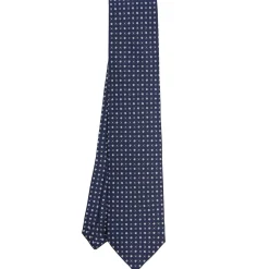 CRAVATTA SARTORIALE CLASSICA IN SETA BLU SCURO Microfantasia fiore