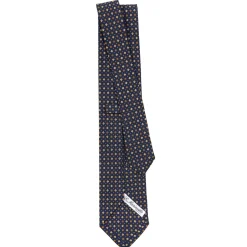 CRAVATTA SARTORIALE CLASSICA IN SETA BLU SCURO Microfantasia fiore