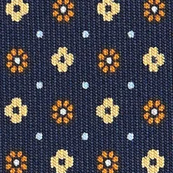 CRAVATTA SARTORIALE CLASSICA IN SETA BLU SCURO Microfantasia fiore