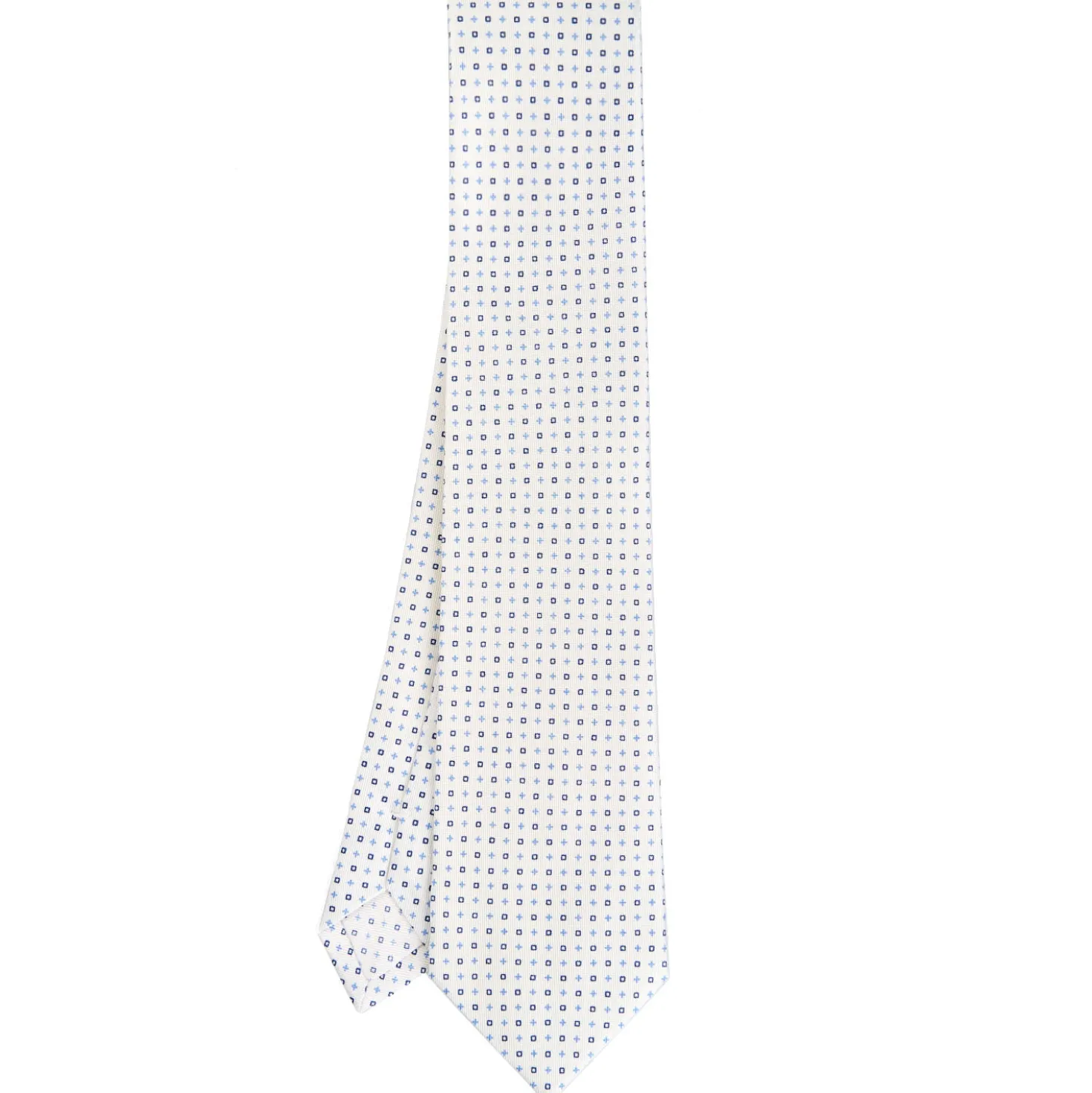 CRAVATTA SARTORIALE CLASSICA IN SETA BIANCO Microfantasia fiore