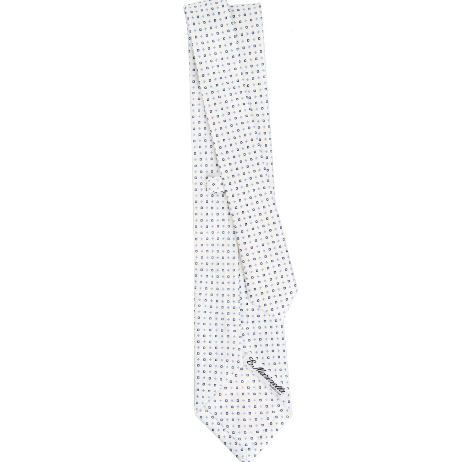 CRAVATTA SARTORIALE CLASSICA IN SETA BIANCO Microfantasia fiore
