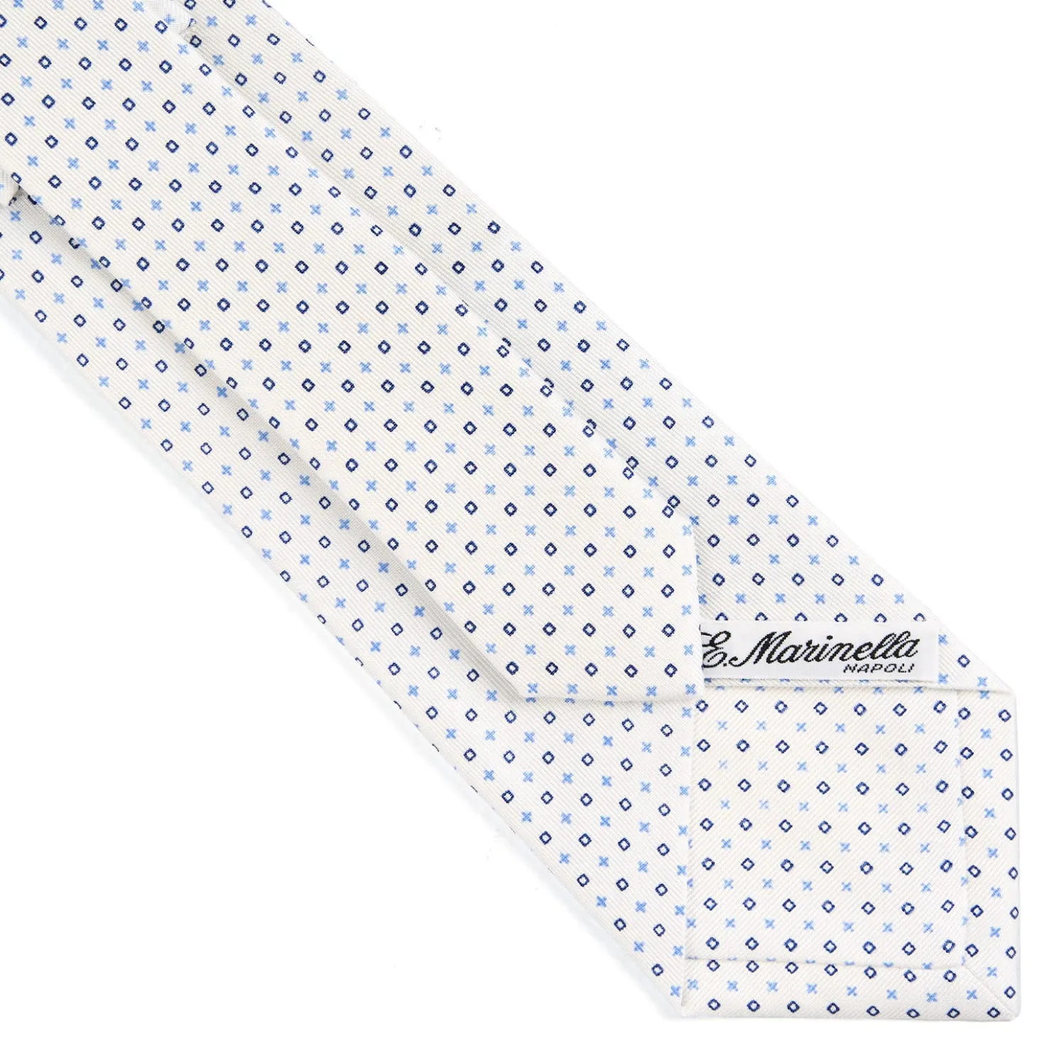 CRAVATTA SARTORIALE CLASSICA IN SETA BIANCO Microfantasia fiore