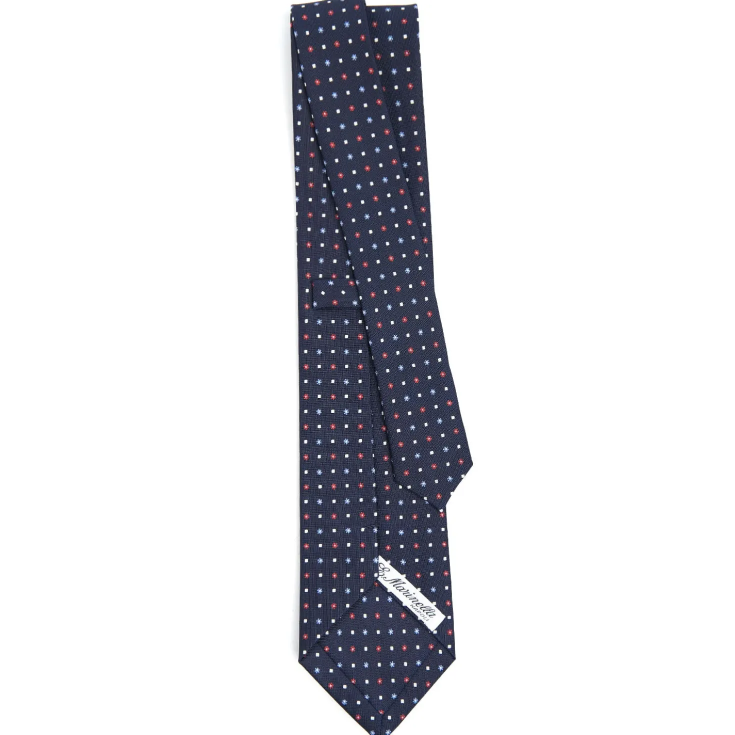 CRAVATTA SARTORIALE CLASSICA IN SETA BLU SCURO Microfantasia fiore