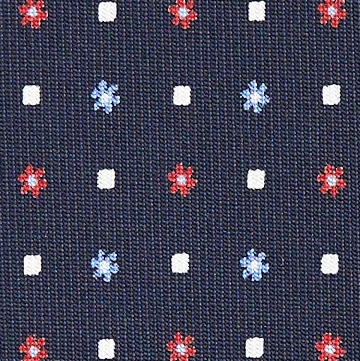 CRAVATTA SARTORIALE CLASSICA IN SETA BLU SCURO Microfantasia fiore