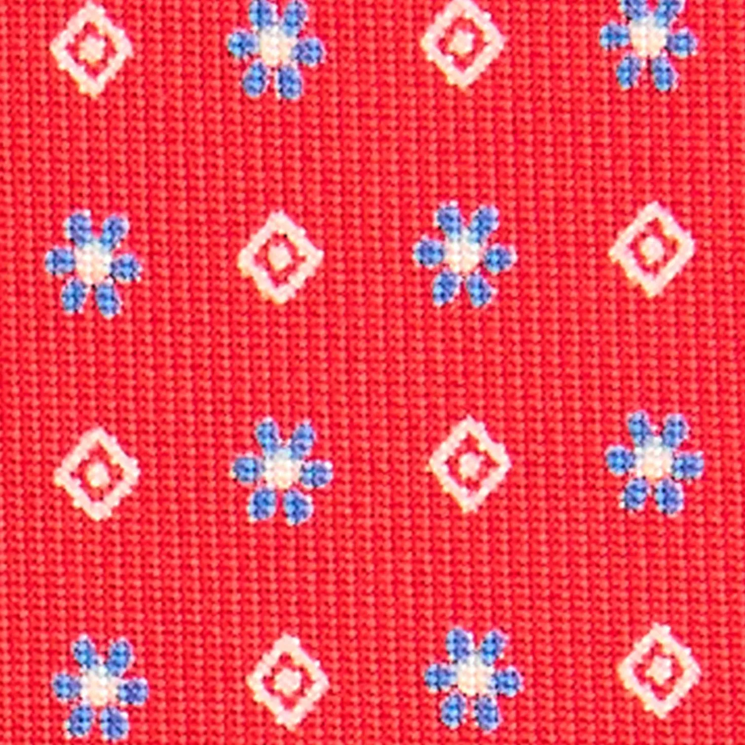 CRAVATTA SARTORIALE CLASSICA IN SETA ROSSA Microfantasia fiore