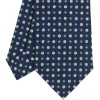 CRAVATTA SARTORIALE CLASSICA IN SETA BLU SCURO Microfantasia fiore