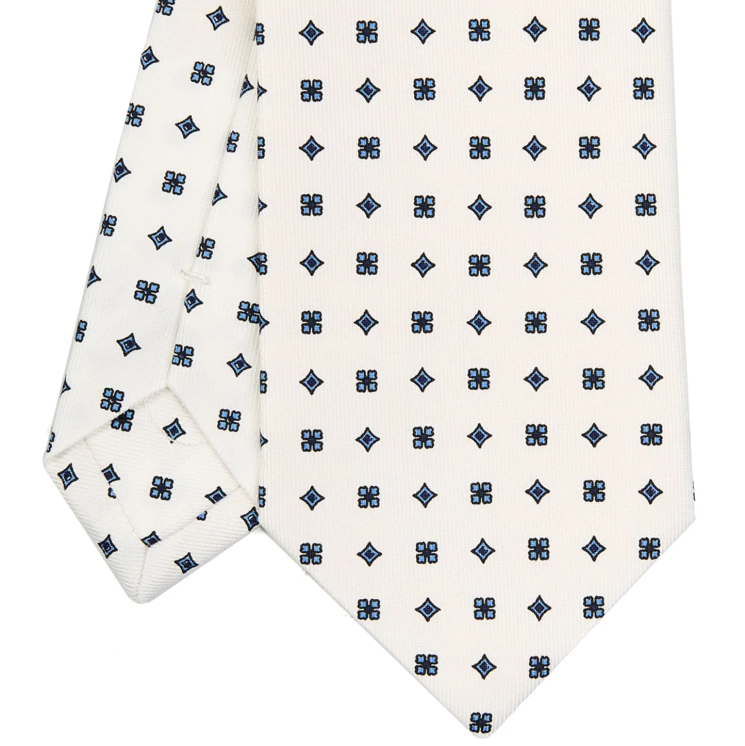 CRAVATTA SARTORIALE CLASSICA IN SETA BIANCA Microfantasia fiore