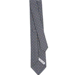 CRAVATTA SARTORIALE CLASSICA IN SETA GRIGIO SCURO Microfantasia fiore
