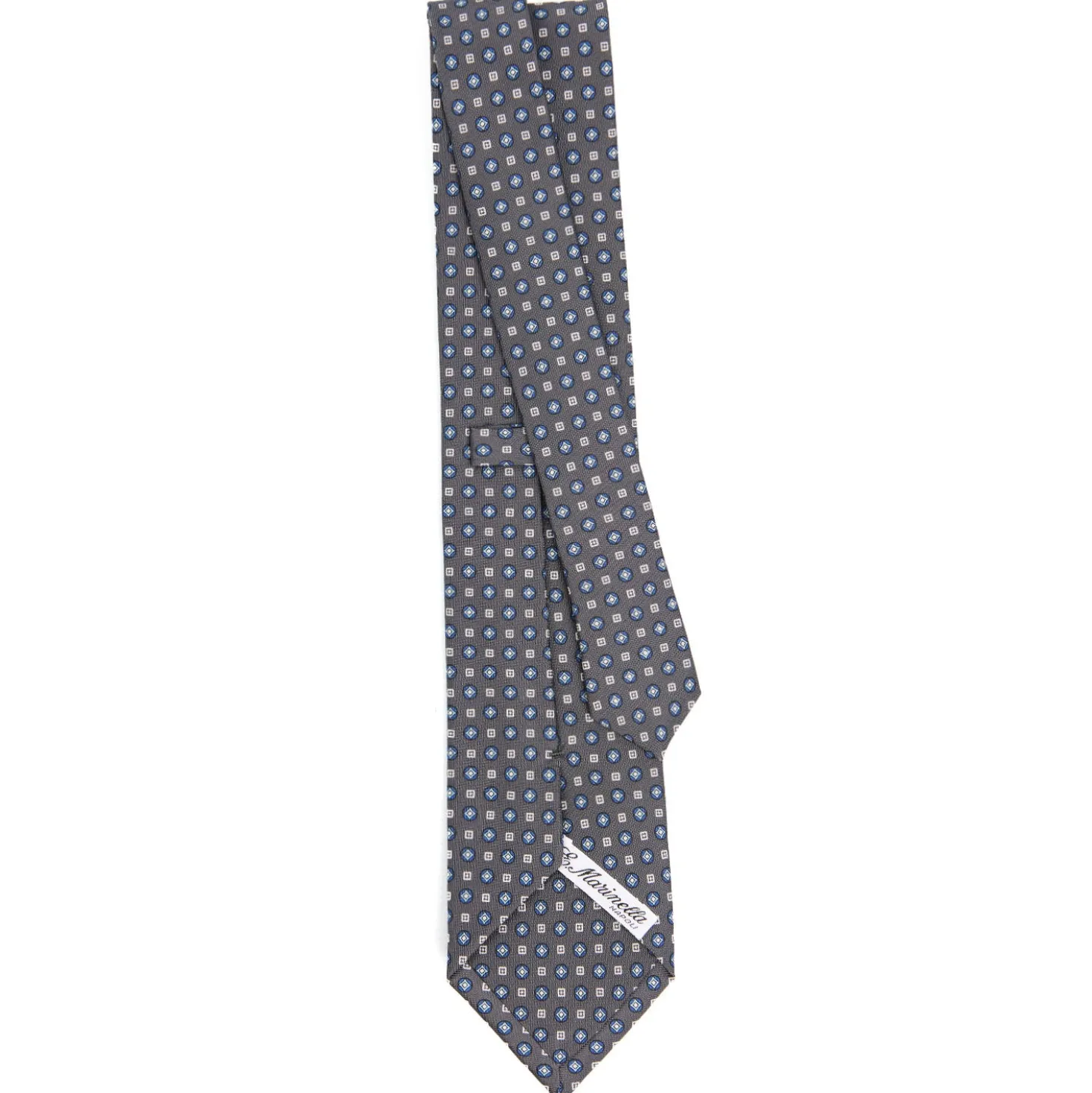 CRAVATTA SARTORIALE CLASSICA IN SETA GRIGIO SCURO Microfantasia fiore