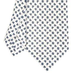 CRAVATTA SARTORIALE CLASSICA IN SETA BIANCA Microfantasia fiore