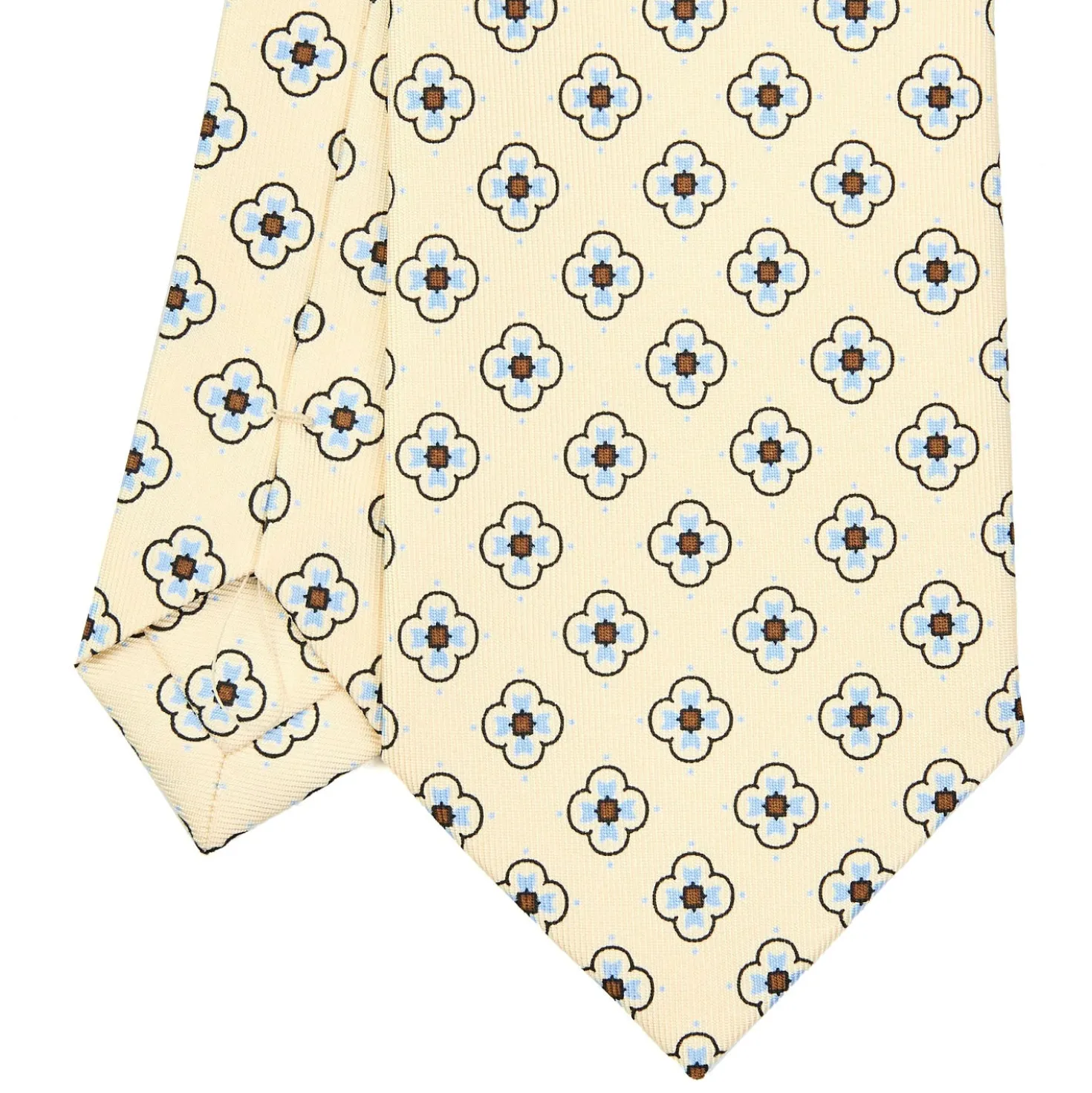 CRAVATTA SARTORIALE CLASSICA IN SETA GIALLA Microfantasia fiore