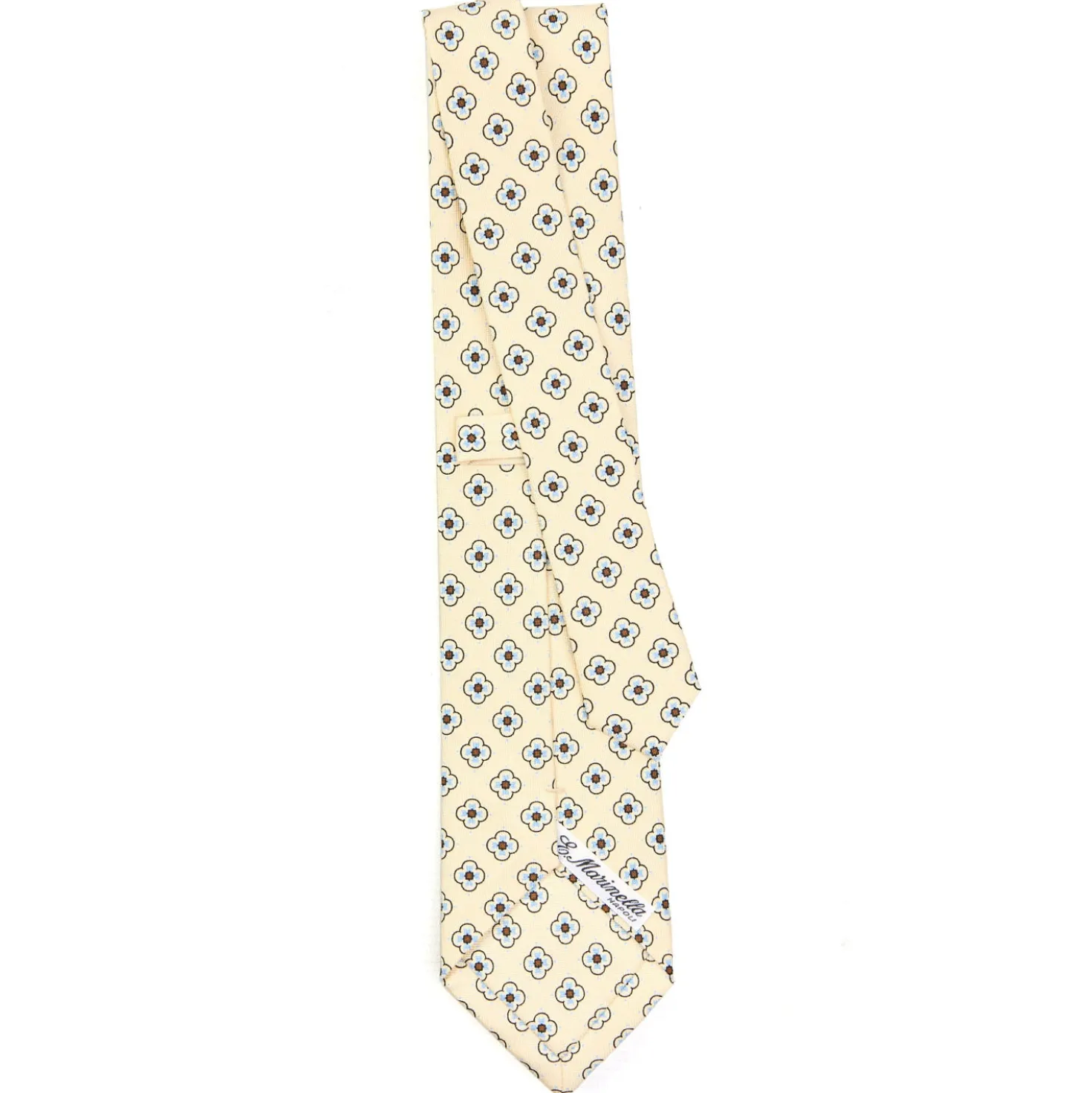 CRAVATTA SARTORIALE CLASSICA IN SETA GIALLA Microfantasia fiore