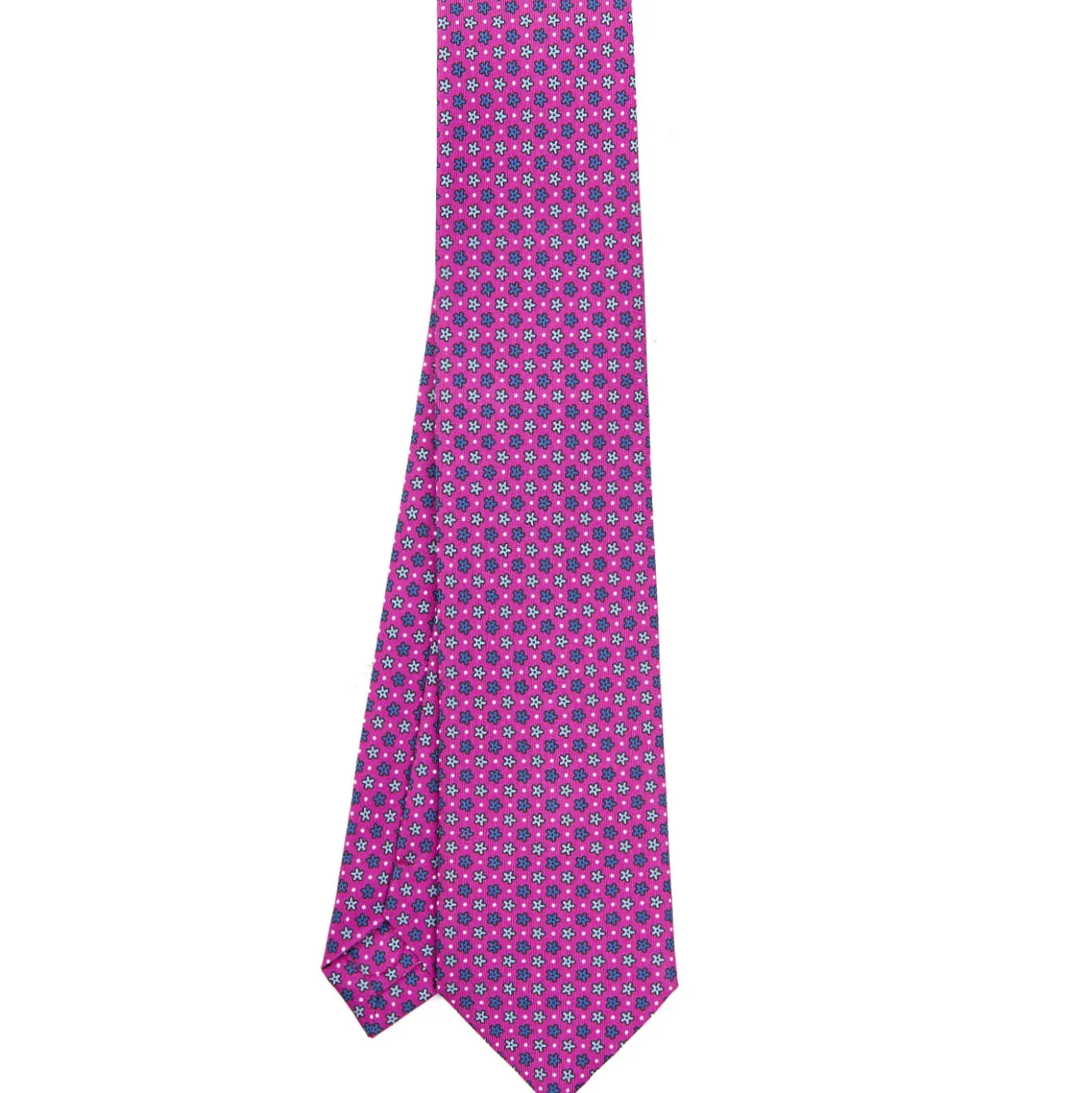 CRAVATTA SARTORIALE CLASSICA IN SETA FUCSIA Microfantasia fiore