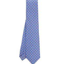 CRAVATTA SARTORIALE CLASSICA IN SETA AZZURRO POLVERE Microfantasia fiore