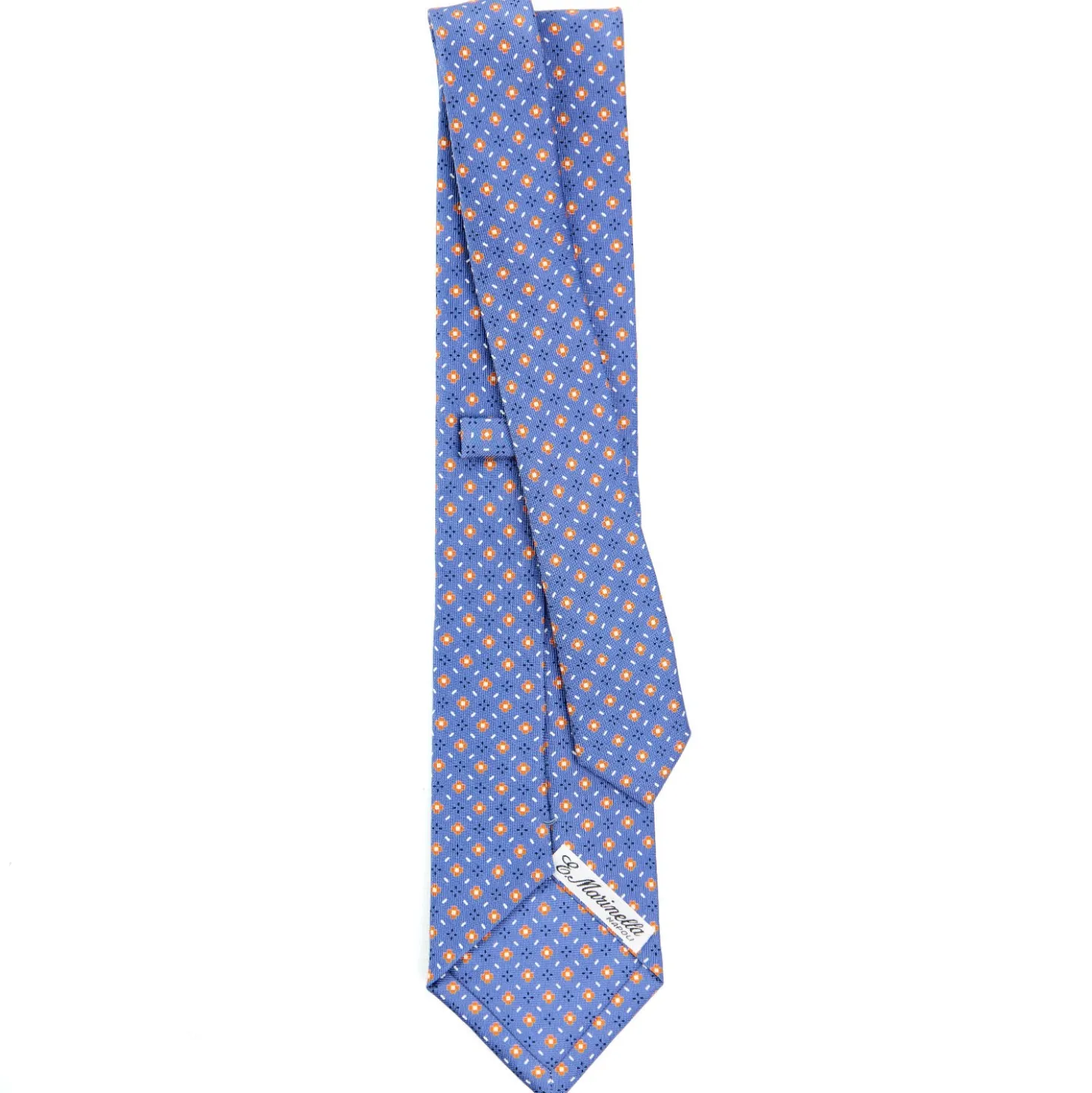 CRAVATTA SARTORIALE CLASSICA IN SETA AZZURRO POLVERE Microfantasia fiore