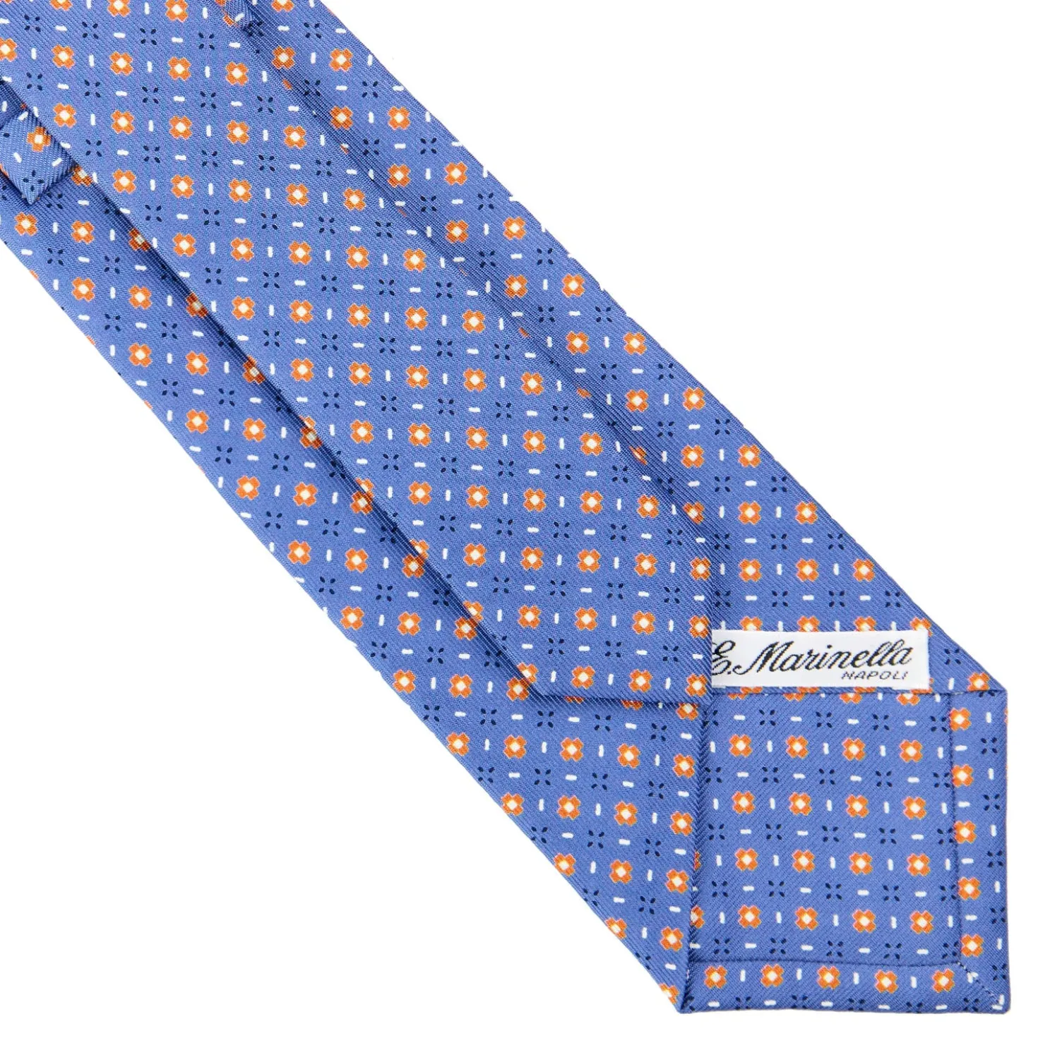 CRAVATTA SARTORIALE CLASSICA IN SETA AZZURRO POLVERE Microfantasia fiore