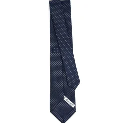 CRAVATTA SARTORIALE CLASSICA IN SETA BLU SCURO Pois