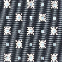 CRAVATTA SARTORIALE CLASSICA IN SETA GRIGIO SCURO Microfantasia fiore