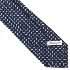 CRAVATTA SARTORIALE CLASSICA IN SETA BLU SCURO Microfantasia fiore