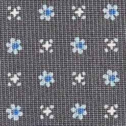 CRAVATTA SARTORIALE CLASSICA IN SETA GRIGIO SCURO Microfantasia fiore