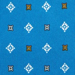 CRAVATTA SARTORIALE EXTRA LONG IN SETA BLU MEDIO Microfantasia fiore