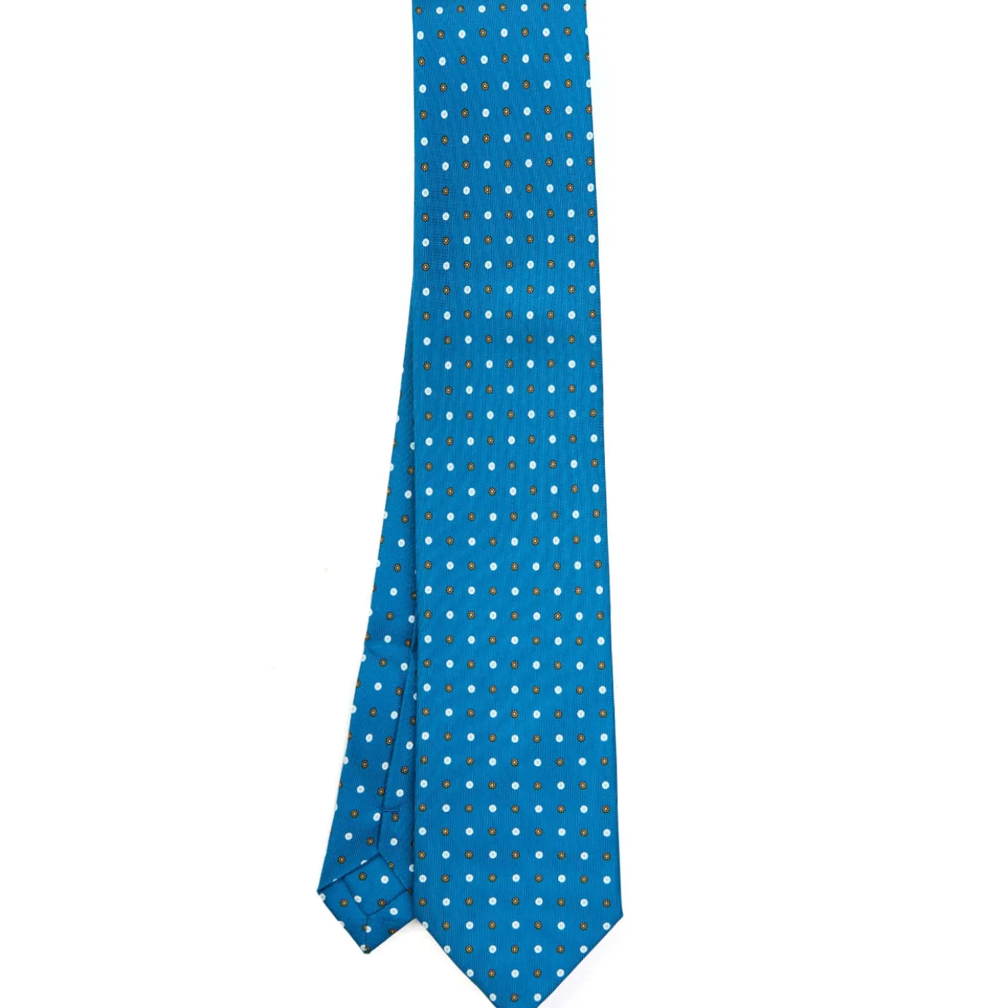CRAVATTA SARTORIALE EXTRA LONG IN SETA BLU MEDIO Microfantasia fiore
