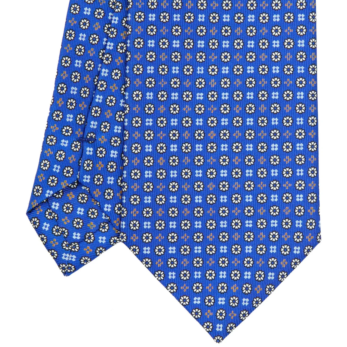 CRAVATTA SARTORIALE EXTRA LONG IN SETA BLUETTE Microfantasia fiore