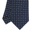 CRAVATTA SARTORIALE EXTRA LONG IN SETA BLU SCURO Microfantasia fiore