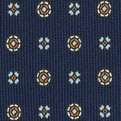 CRAVATTA SARTORIALE EXTRA LONG IN SETA BLU SCURO Microfantasia fiore
