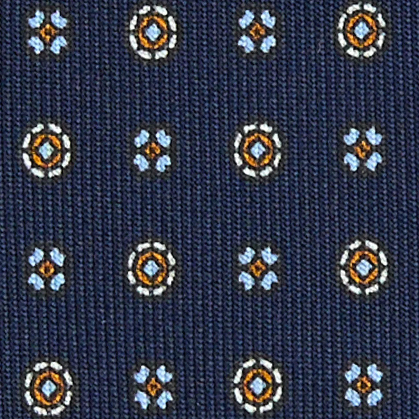 CRAVATTA SARTORIALE EXTRA LONG IN SETA BLU SCURO Microfantasia fiore