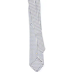 CRAVATTA SARTORIALE EXTRA LONG IN SETA BIANCA Microfantasia fiore