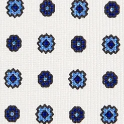 CRAVATTA SARTORIALE EXTRA LONG IN SETA BIANCA Microfantasia fiore