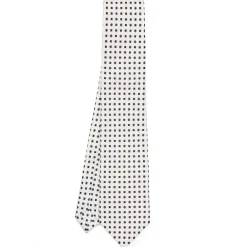 CRAVATTA SARTORIALE EXTRA LONG IN SETA BIANCA Microfantasia fiore