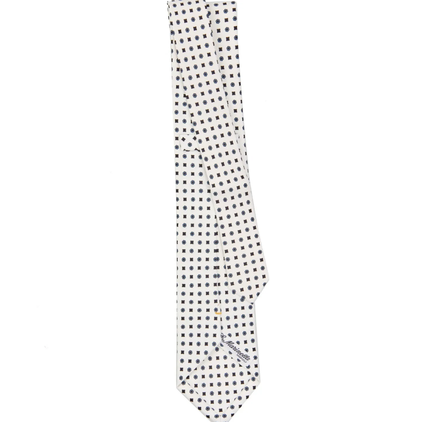CRAVATTA SARTORIALE EXTRA LONG IN SETA BIANCA Microfantasia fiore
