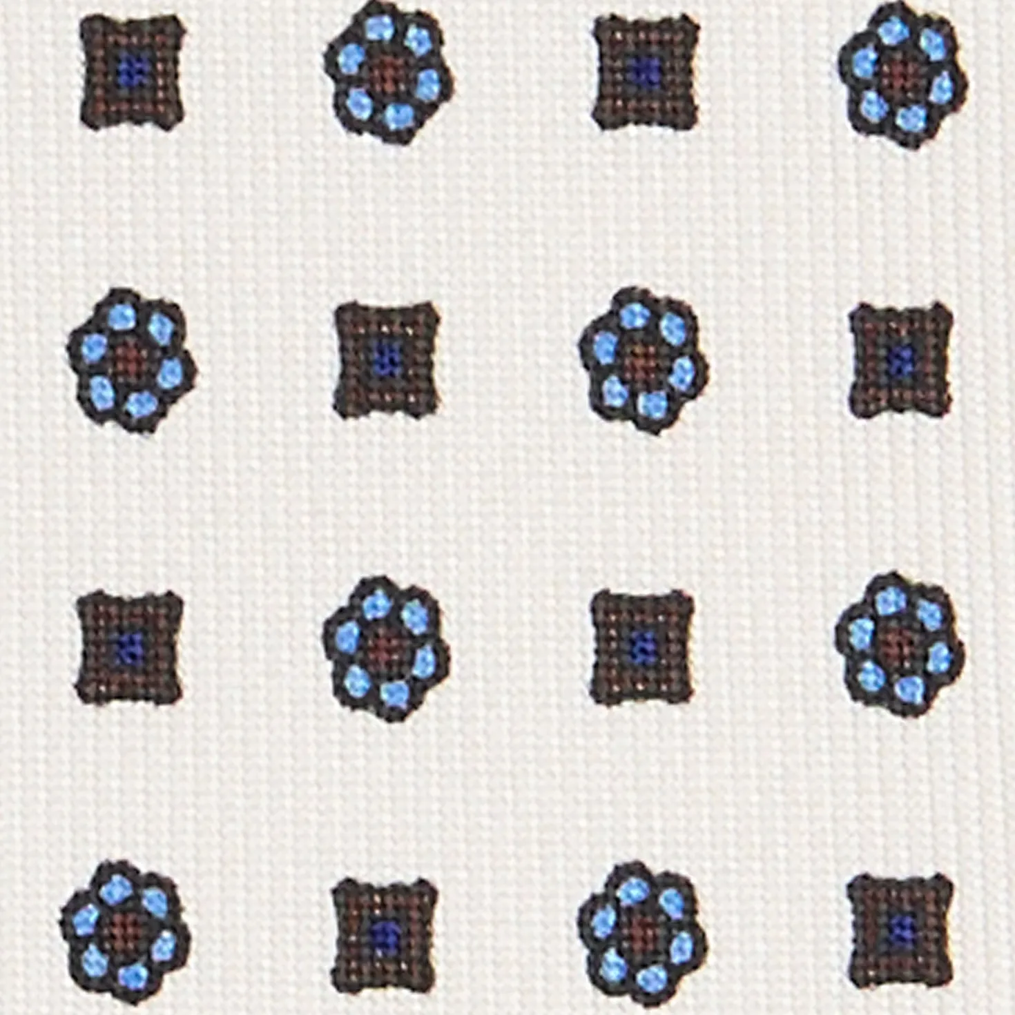 CRAVATTA SARTORIALE EXTRA LONG IN SETA BIANCA Microfantasia fiore