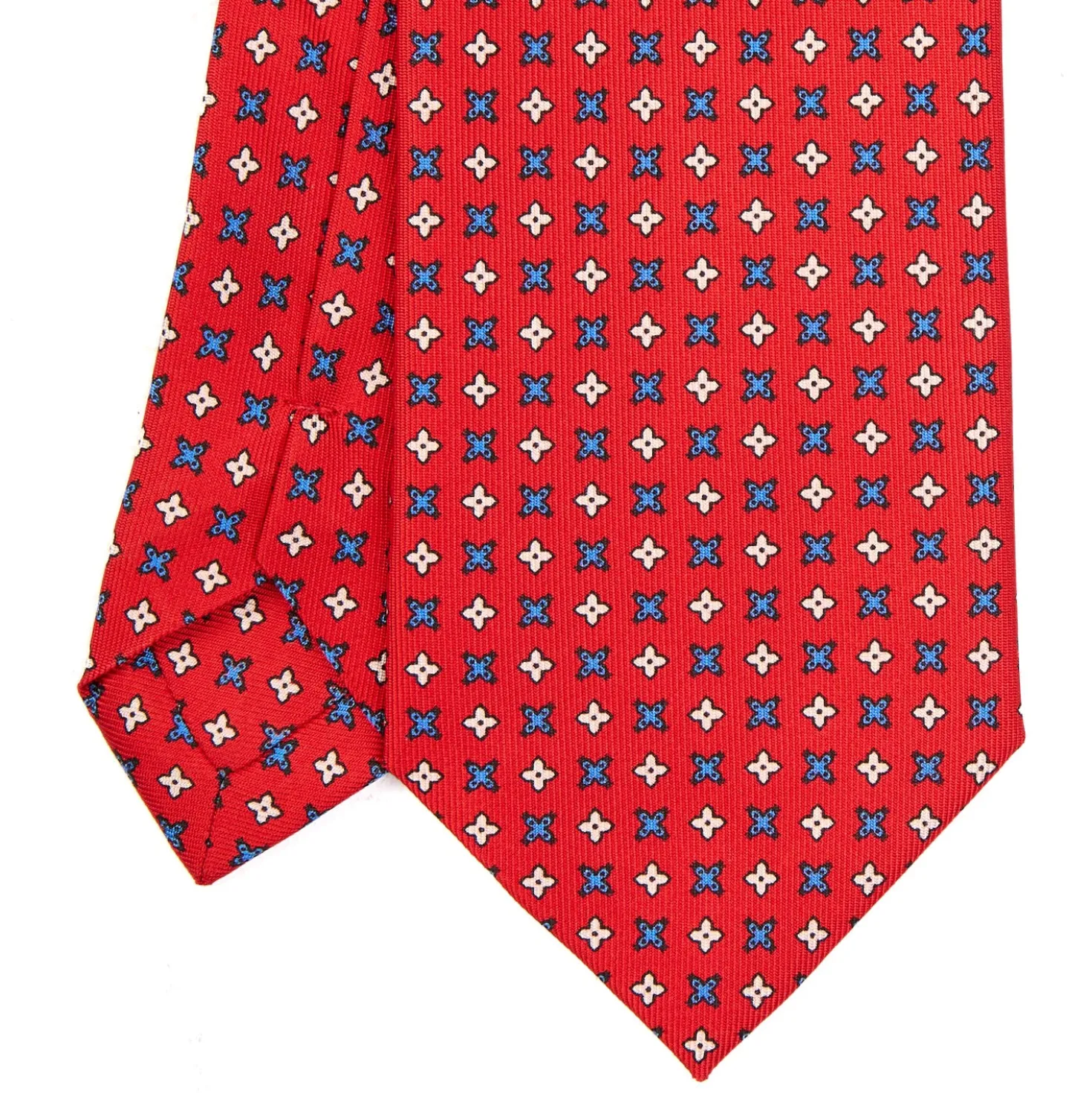 CRAVATTA SARTORIALE EXTRA LONG IN SETA ROSSA Microfantasia fiore