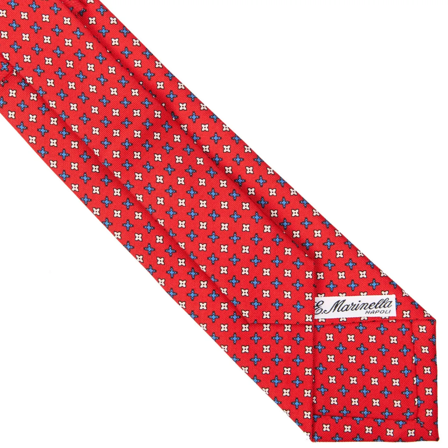 CRAVATTA SARTORIALE EXTRA LONG IN SETA ROSSA Microfantasia fiore