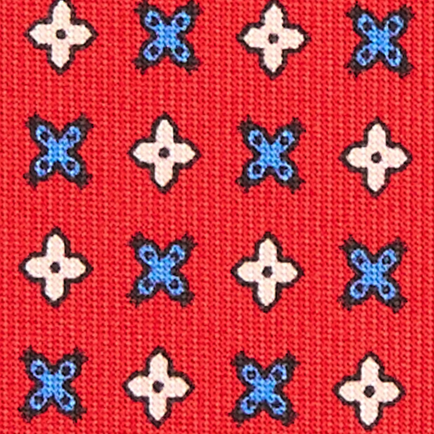 CRAVATTA SARTORIALE EXTRA LONG IN SETA ROSSA Microfantasia fiore