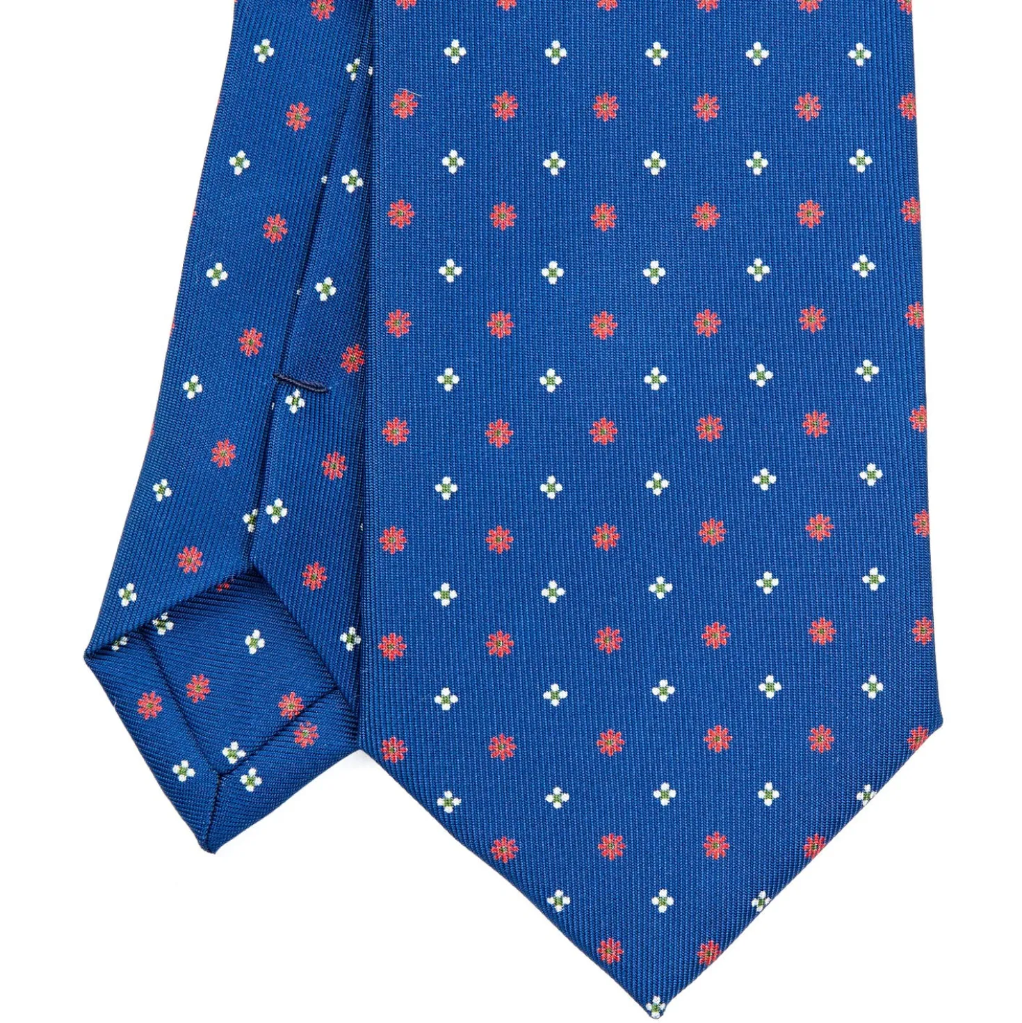 CRAVATTA SARTORIALE EXTRA LONG IN SETA BLUMicrofantasia fiore