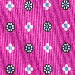 CRAVATTA SARTORIALE EXTRA LONG IN SETA FUCSIA Microfantasia fiore